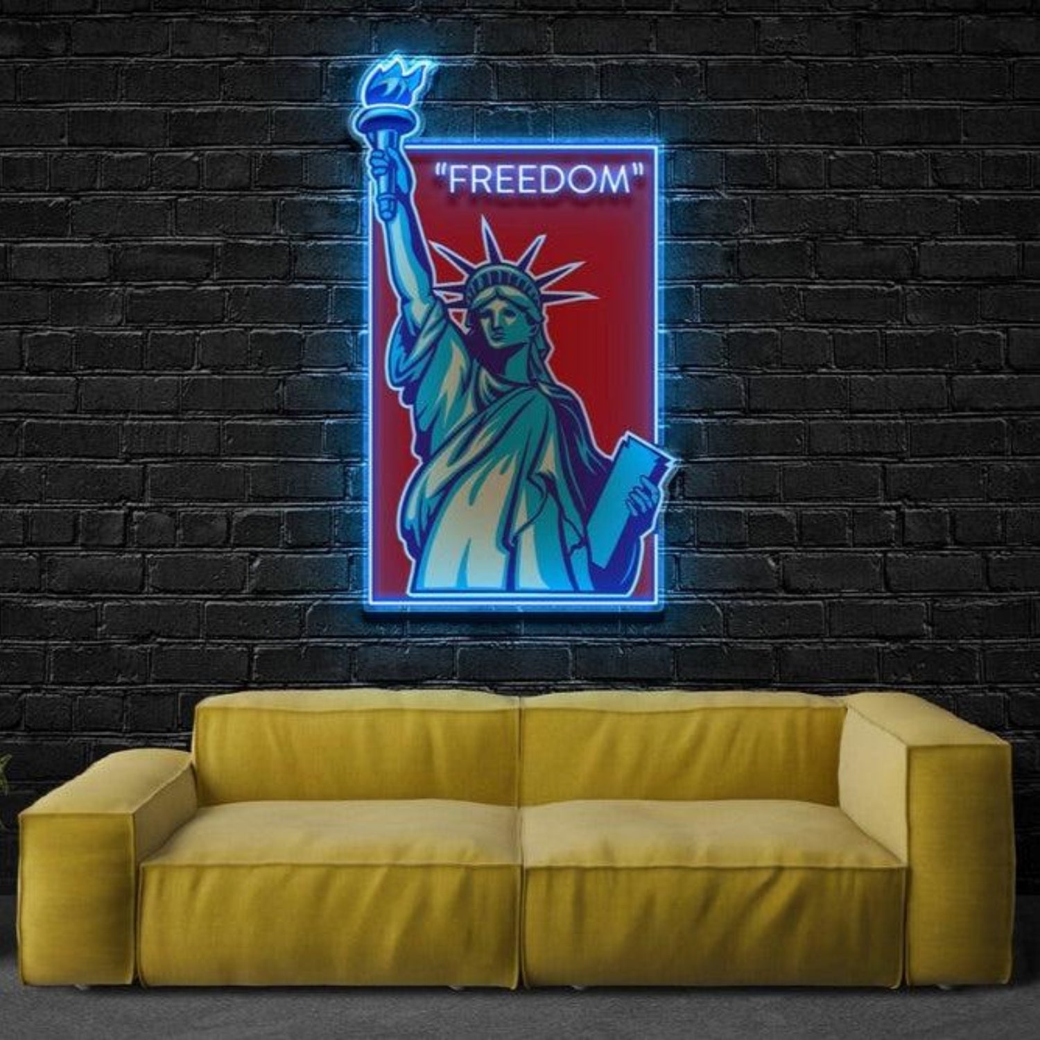Freedom Blue Red Statue Led Neon Sign For Home Bar Cafe Decor | Shineneon