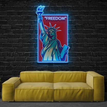 Freedom Blue Red Statue Led Neon Sign For Home Bar Cafe Decor | Shineneon
