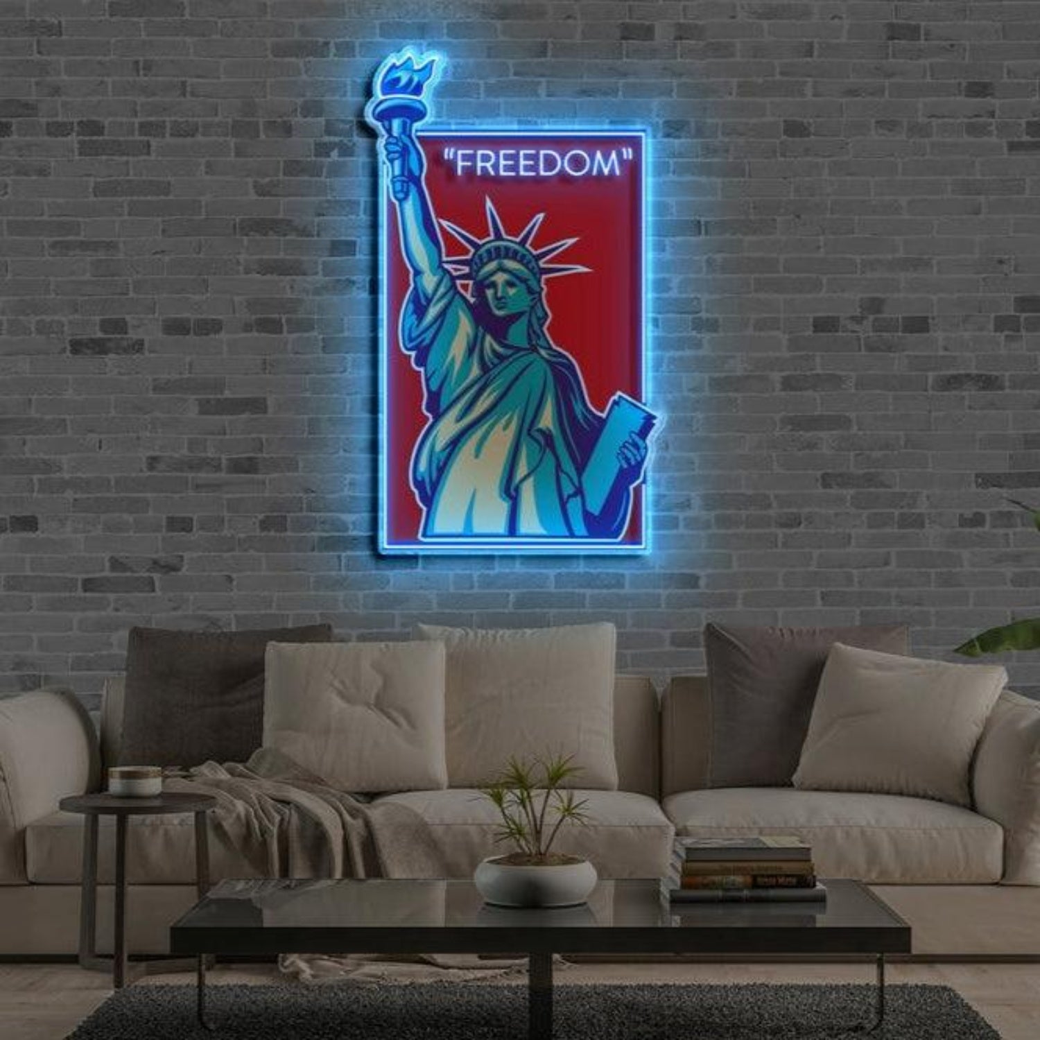 Freedom Blue Red Statue Led Neon Sign For Home Bar Cafe Decor | Shineneon