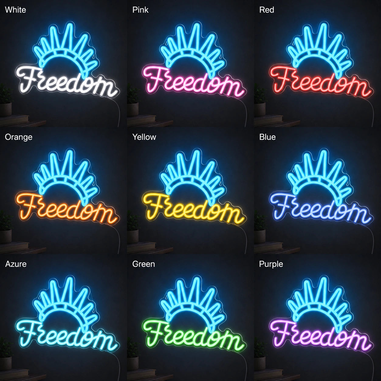 Freedom Man Cave LED Neon Sign day and night comparison