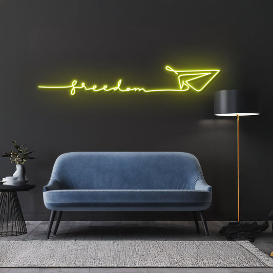 Freedom Paper Plane Neon Sign