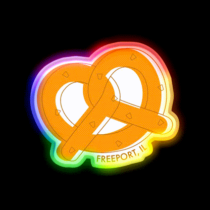 Freeport Pretzels Snack Food Led Neon Sign Rgb Color - LED neon sign close-up detail