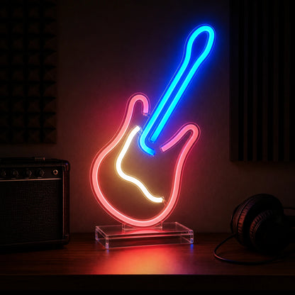 Freestanding Electric Guitar LED Neon Sign Home Bar Wall Decoration high-converting product image