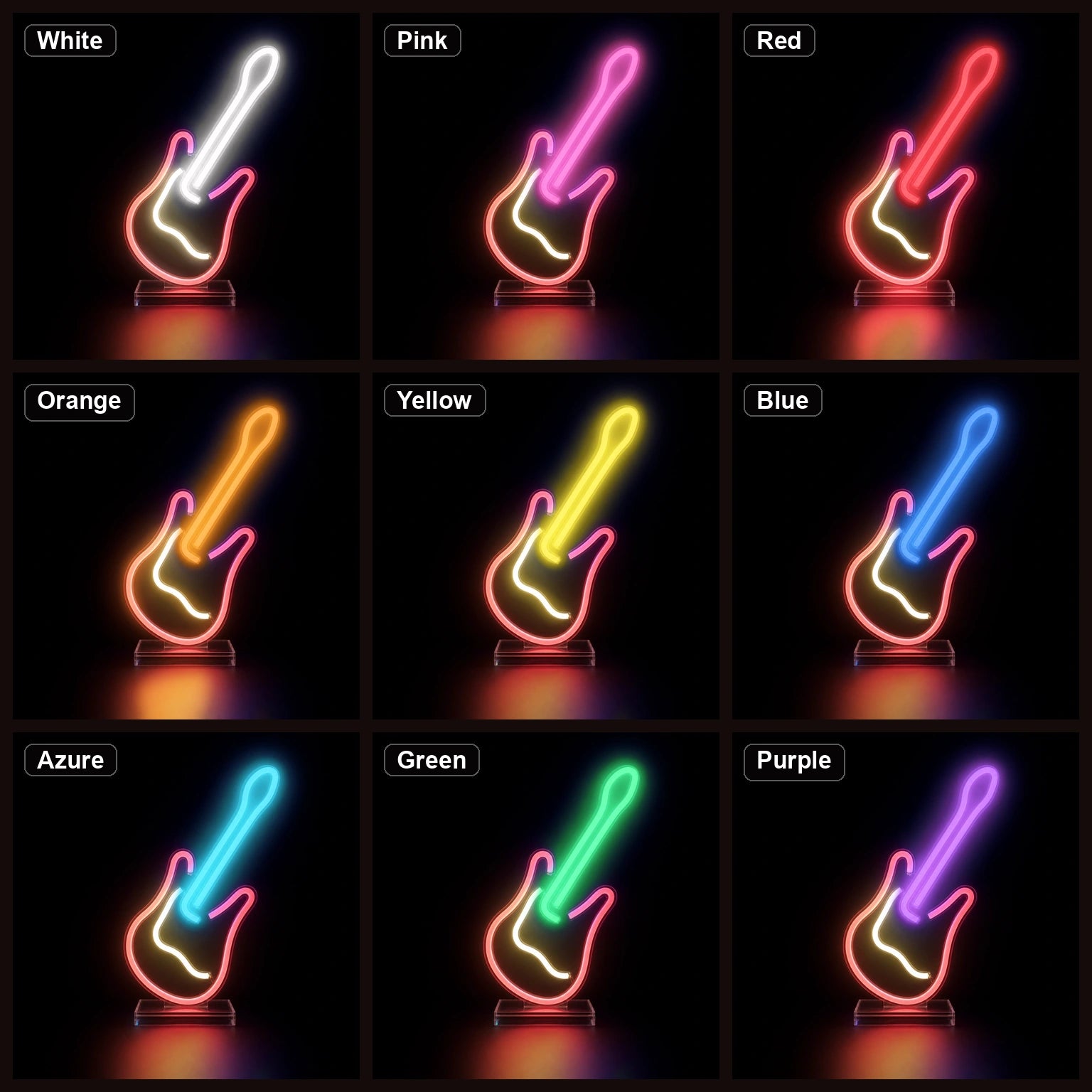 Freestanding Electric Guitar LED Neon Sign Home Bar Wall Decoration color grid