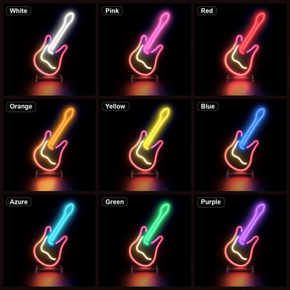 Freestanding Electric Guitar LED Neon Sign Home Bar Wall Decoration color grid