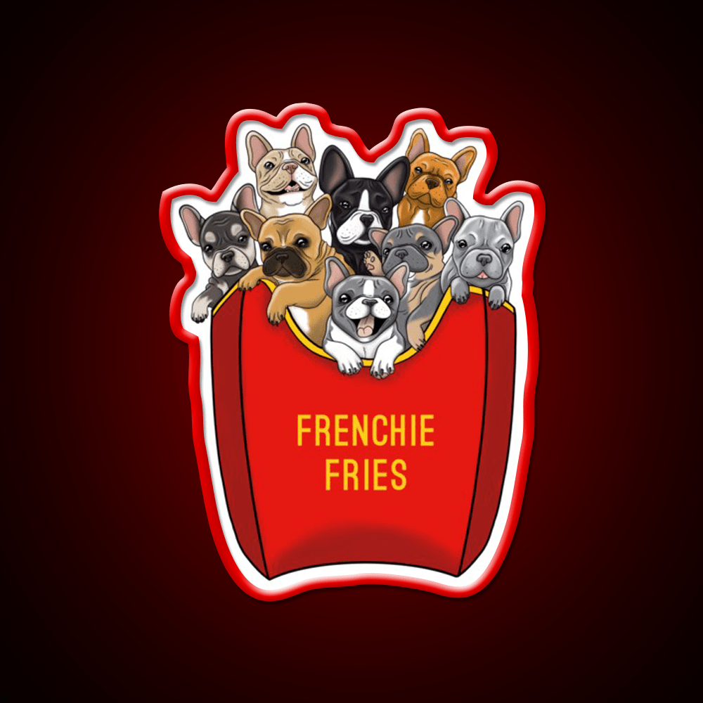 French Bulldog Frenchie Fries Fast Food Led Neon Sign For Burger Place Rgb Color - Shineneon