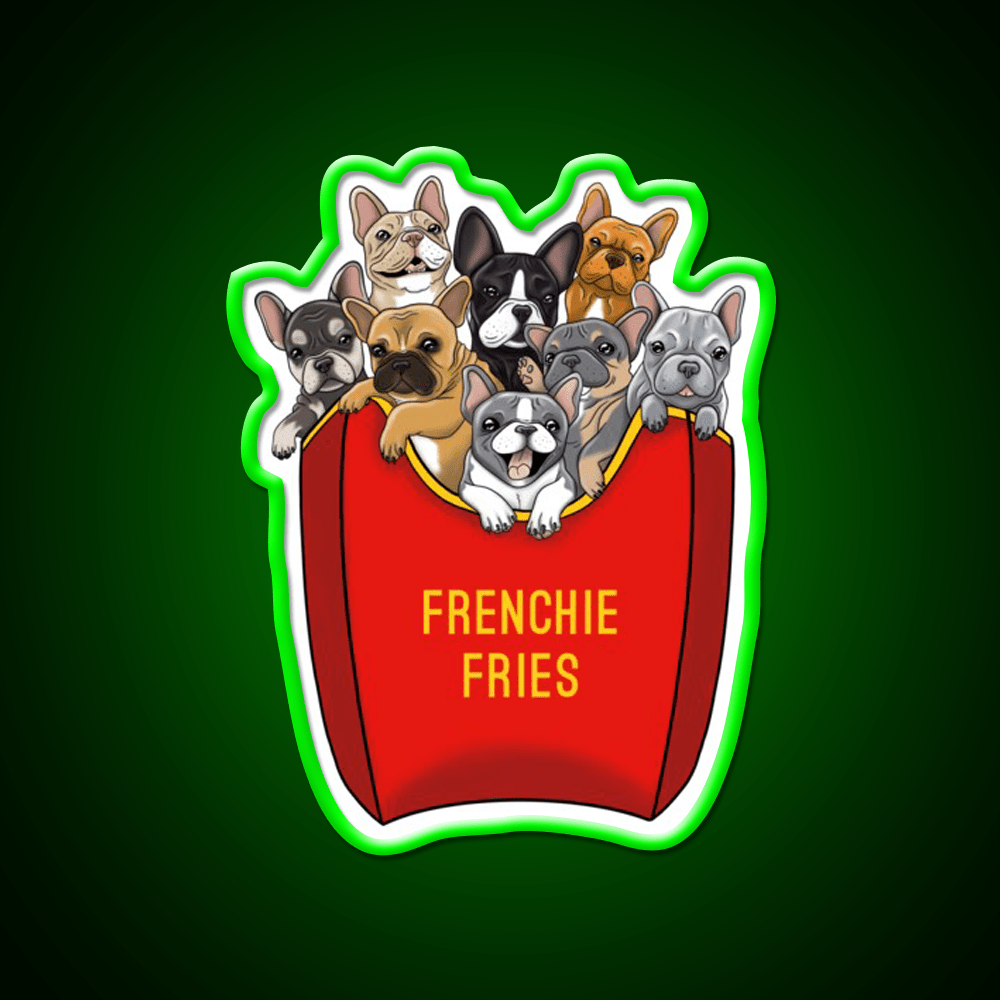 French Bulldog Frenchie Fries Fast Food Led Neon Sign For Burger Place Rgb Color - Shineneon