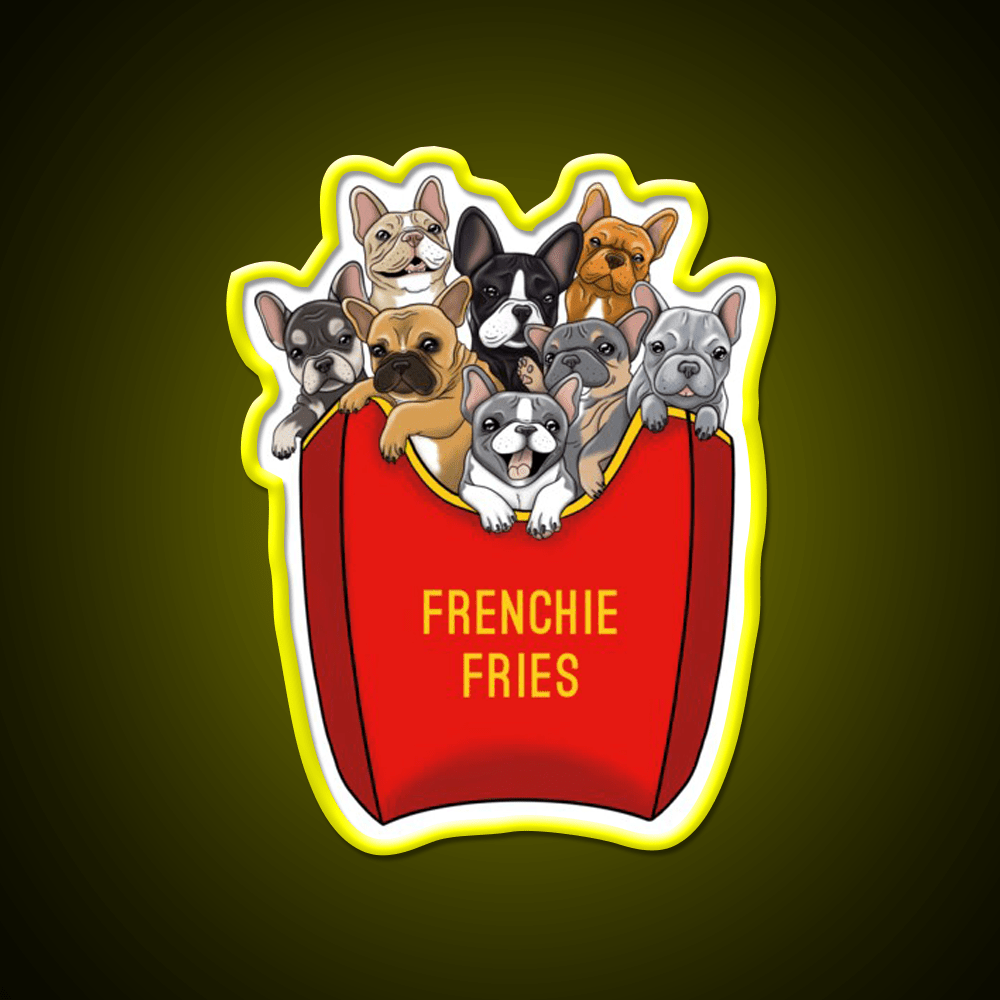 French Bulldog Frenchie Fries Fast Food Led Neon Sign For Burger Place Rgb Color - Shineneon