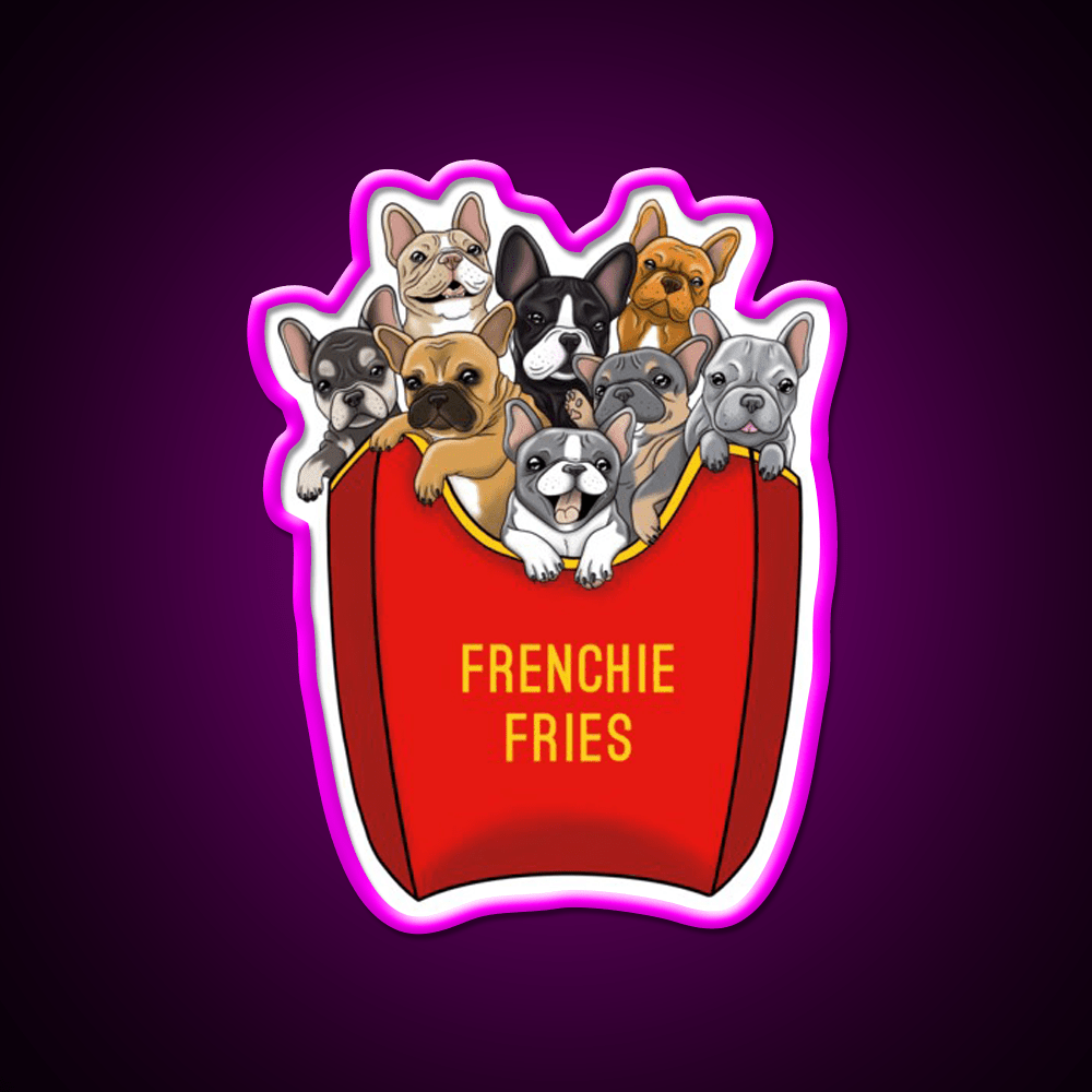 French Bulldog Frenchie Fries Fast Food Led Neon Sign For Burger Place Rgb Color - Shineneon