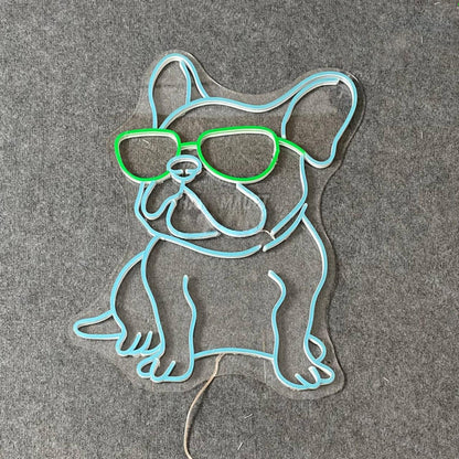 French Bulldog Glasses Led Neon Sign Pet Animal Room Decor | Shineneon