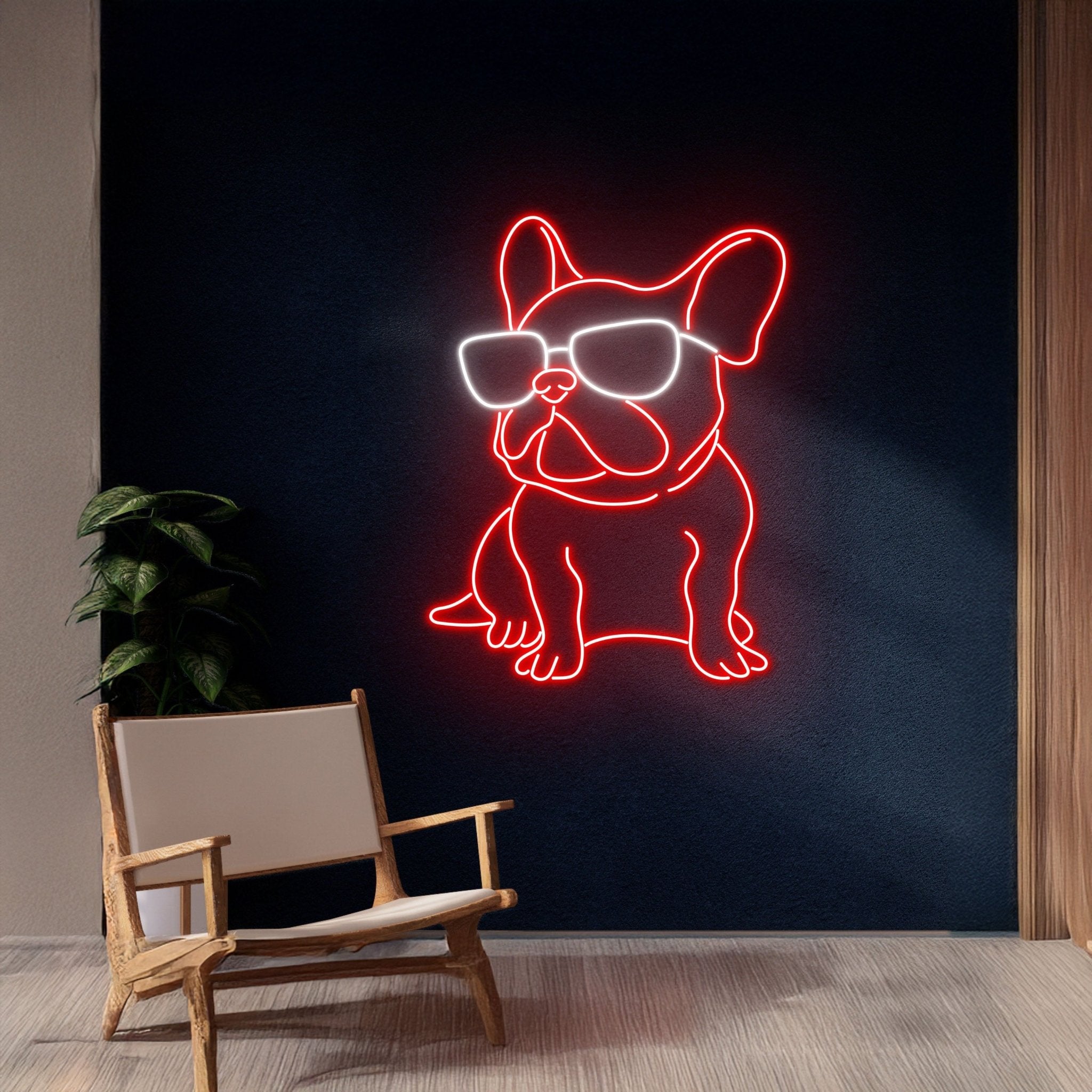 French Bulldog Glasses Neon Sign - Shineneon