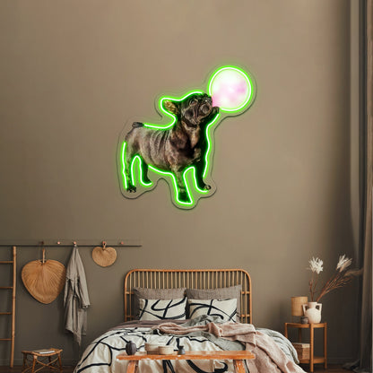 French Bulldog Puppy Pink Bubblegum Funny Dog Artwork Neon Led Signs - Shineneon