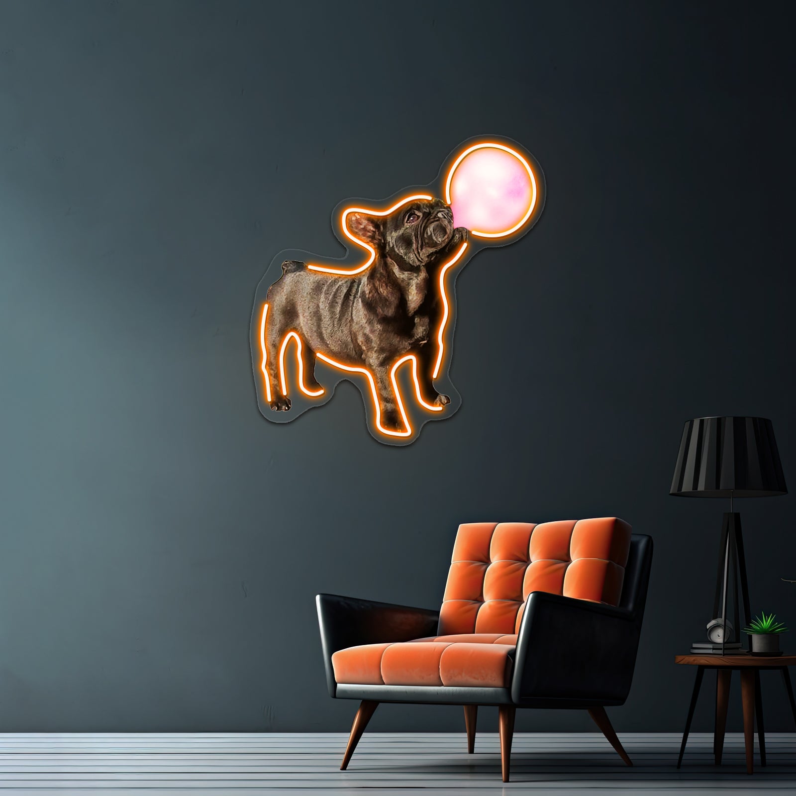 French Bulldog Puppy Pink Bubblegum Funny Dog Artwork Neon Led Signs