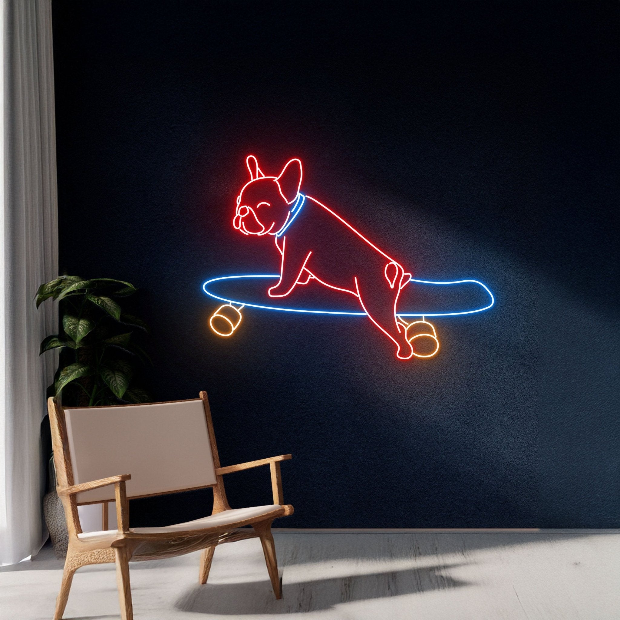 French Bulldog Skateboarding Neon Sign - Shineneon