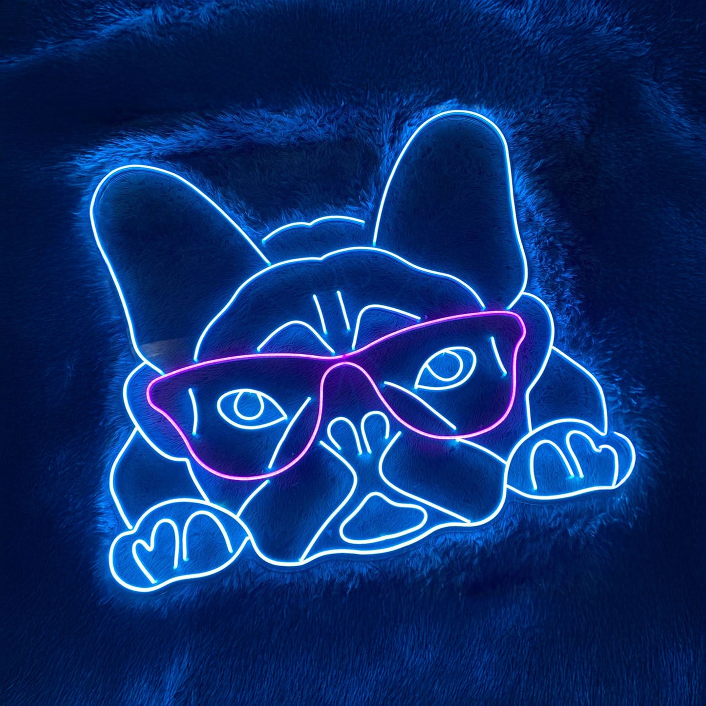 French Bulldog With Sunglasses Neon Sign