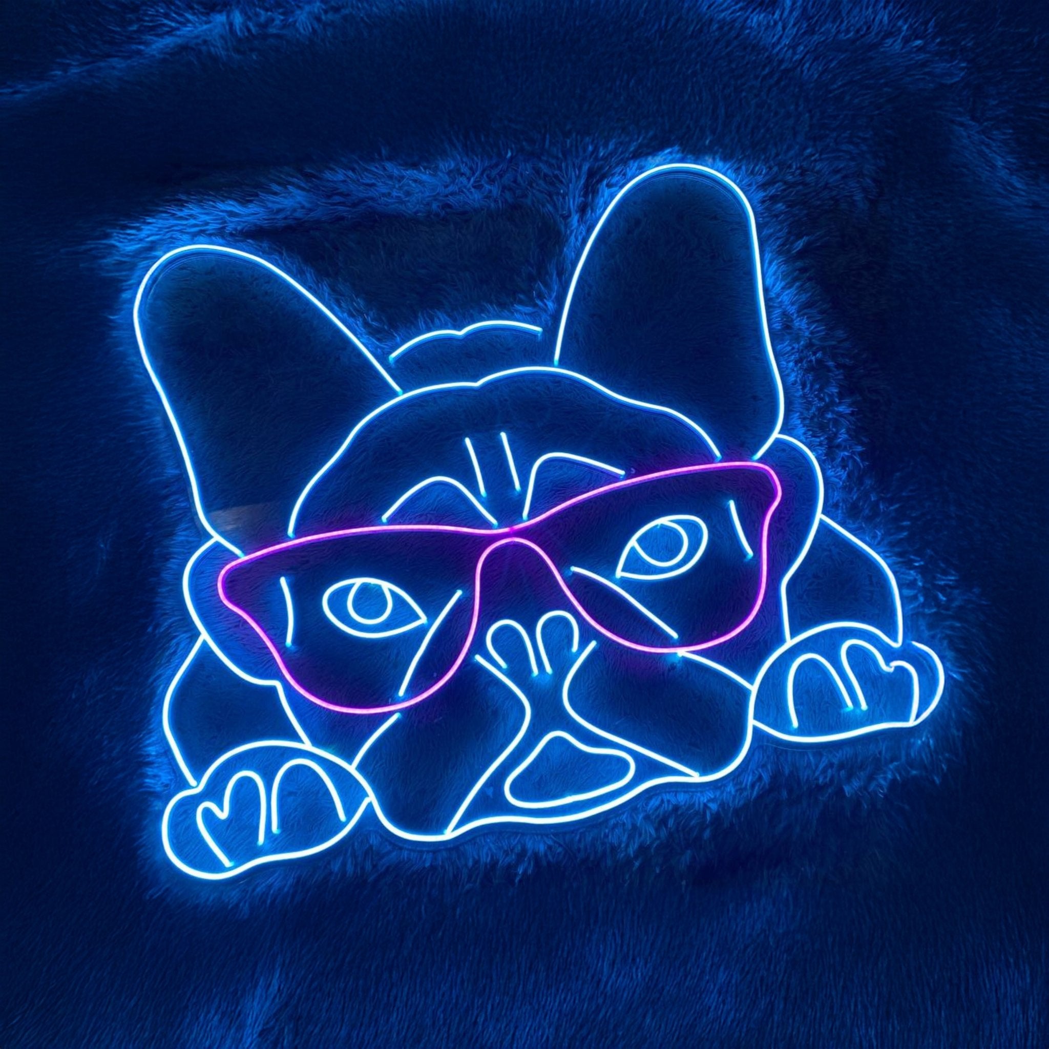 French Bulldog With Sunglasses Neon Sign - Shineneon
