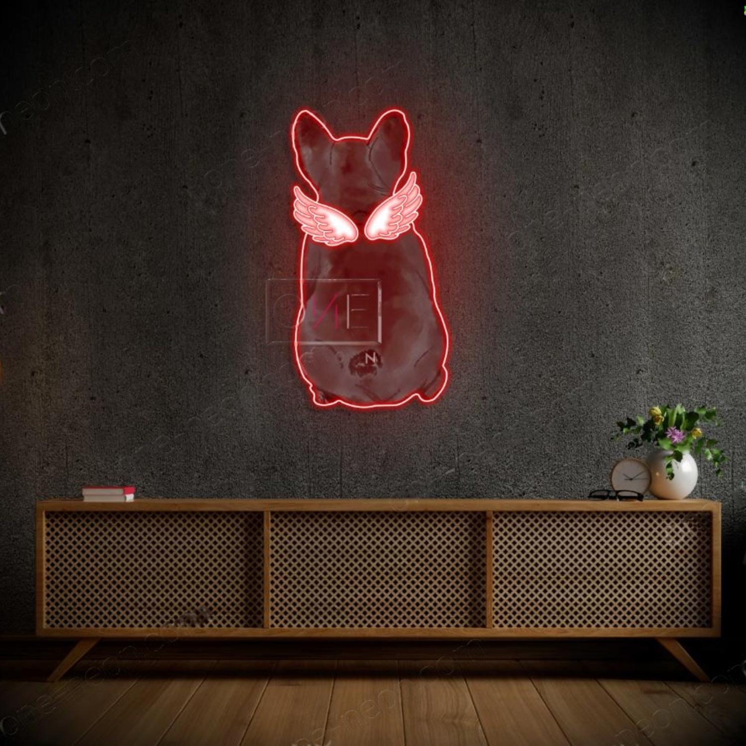 French Bulldog With Wings Teal White Led Neon Sign For Home Decor | Shineneon