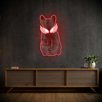 French Bulldog With Wings Teal White Led Neon Sign For Home Decor | Shineneon