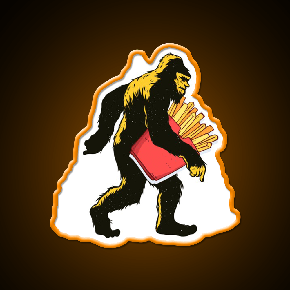French Fries Bigfoot Fast Food Led Neon Sign For Burger Place Rgb Color - Shineneon
