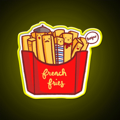 French Fries Fast Food Led Neon Sign For Burger Place Artwork Led Sign Rgb Color - Custom LED neon sign front view