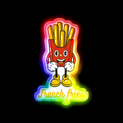 French Fries Fast Food Led Neon Sign For Burger Place Artwork Neon Sign Rgb Color - LED neon sign close-up detail
