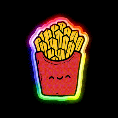 French Fries Fast Food Led Neon Sign For Burger Place Burger Led Sign Rgb Color - LED neon sign close-up detail