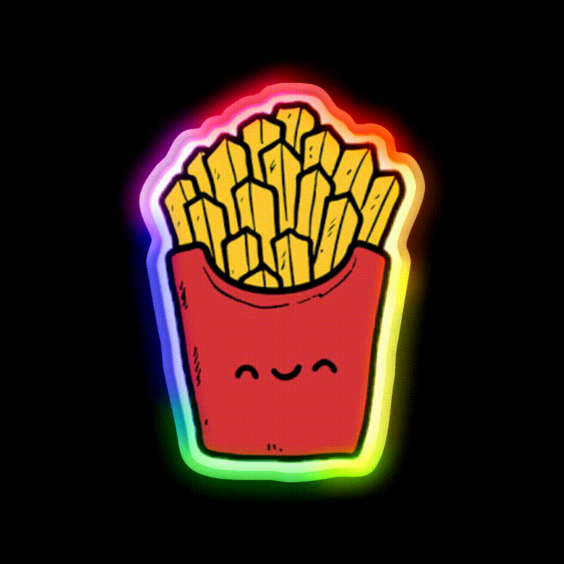 French Fries Fast Food Led Neon Sign For Burger Place Burger Led Sign Rgb Color - LED neon sign close-up detail