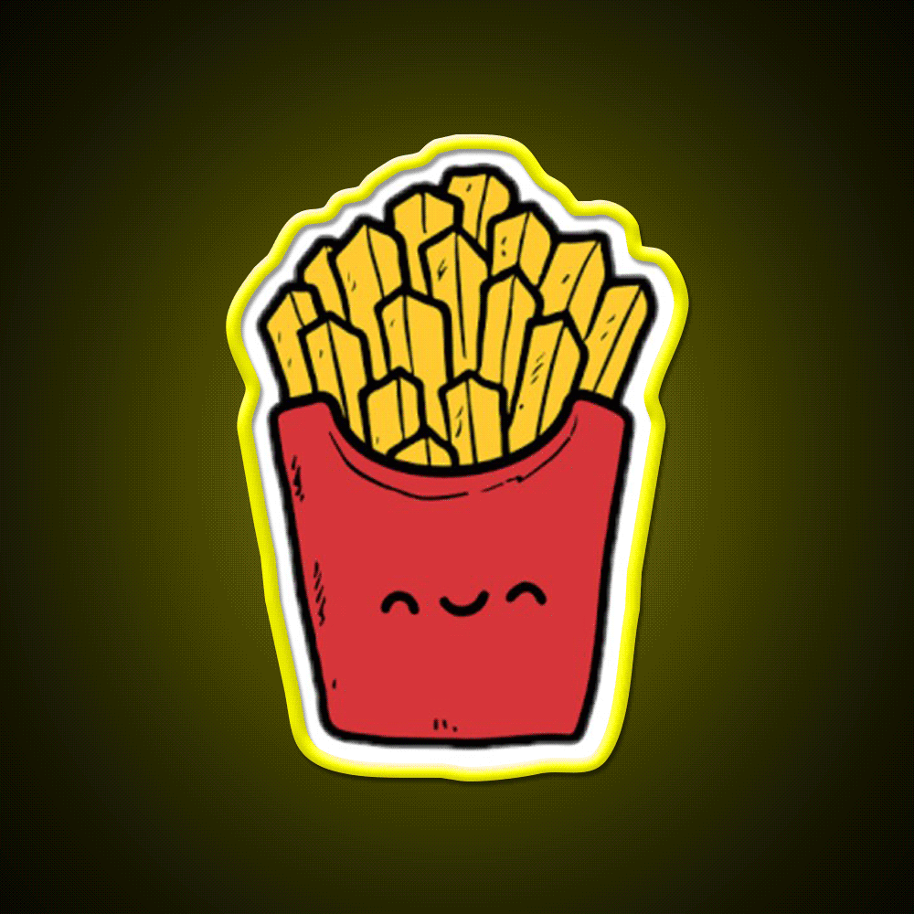 French Fries Fast Food Led Neon Sign For Burger Place Burger Led Sign Rgb Color - Custom LED neon sign front view
