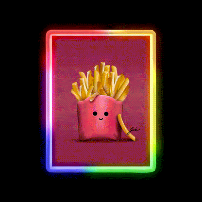 French Fries Fast Food Led Neon Sign For Burger Place Diner Neon Sign Rgb Color - LED neon sign close-up detail