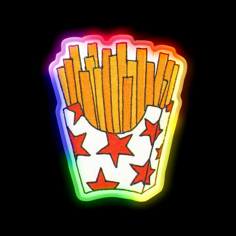 French Fries Fast Food Led Neon Sign For Burger Place Led Sign Rgb Color - LED neon sign close-up detail