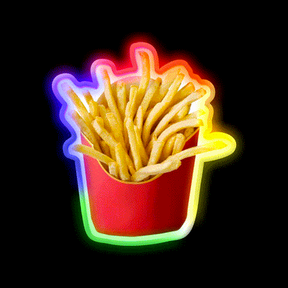 French Fries Fast Food Led Neon Sign For Burger Place Neon Sign Rgb Color - LED neon sign close-up detail