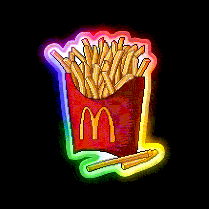 French Fries Fast Food Led Neon Sign For Burger Place Open Food Sign Rgb Color - LED neon sign close-up detail