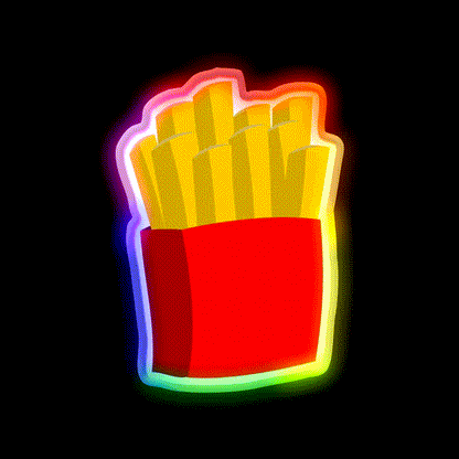 French Fries Fast Food Led Neon Sign For Burger Place Open Led Sign Rgb Color - LED neon sign close-up detail