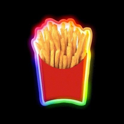 French Fries Fast Food Led Neon Sign For Burger Place Restaurant Neon Sign Rgb Color - LED neon sign close-up detail
