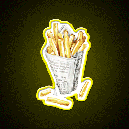 French Fries Fast Food Led Neon Sign For Burger Place Rgb Color - Custom LED neon sign front view