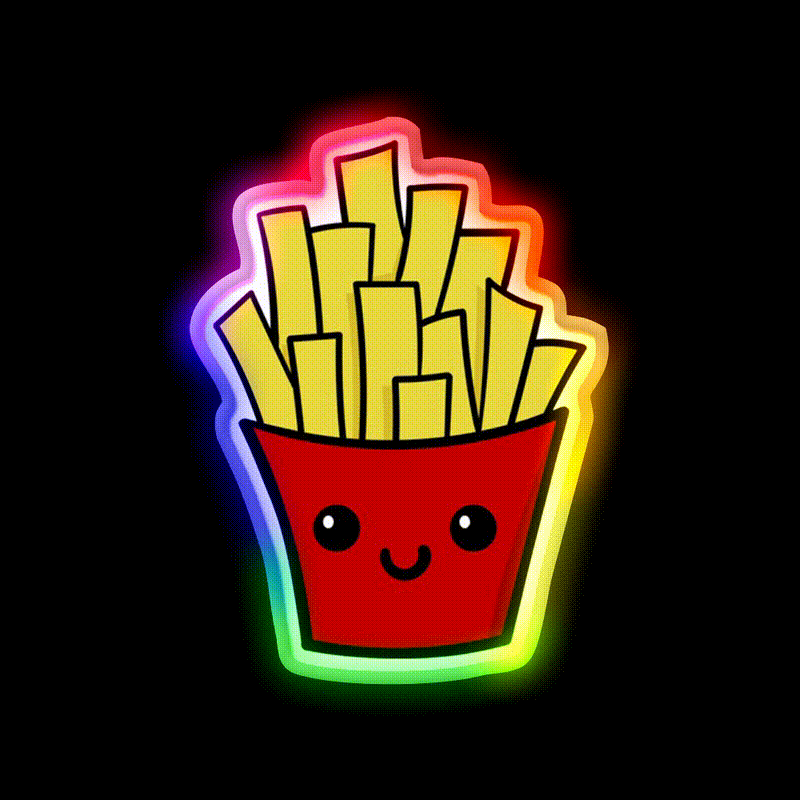 French Fries Fast Food Led Neon Sign For Burger Place Uv Printed Neon Sign Rgb Color - LED neon sign close-up detail