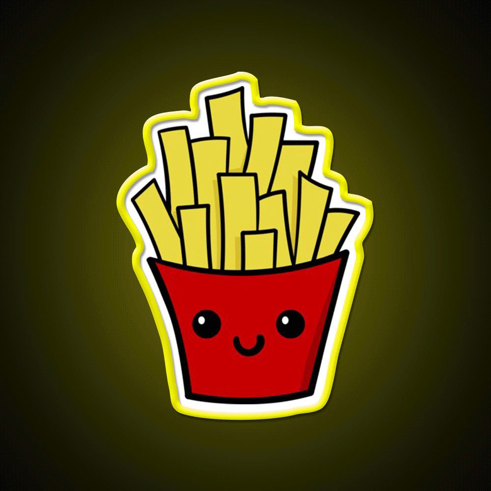 French Fries Fast Food Led Neon Sign For Burger Place Uv Printed Neon Sign Rgb Color - Custom LED neon sign front view