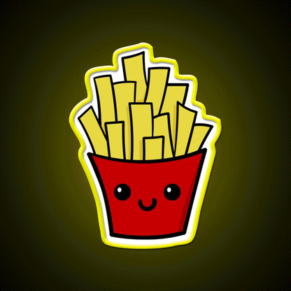 French Fries Fast Food Led Neon Sign For Burger Place Uv Printed Neon Sign Rgb Color - Custom LED neon sign front view