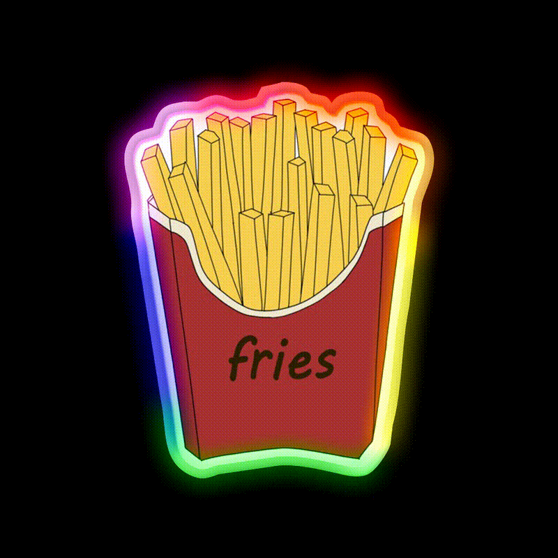 French Fries Fast Food Led Neon Sign For Burger Place Wall Art Rgb Color - LED neon sign close-up detail