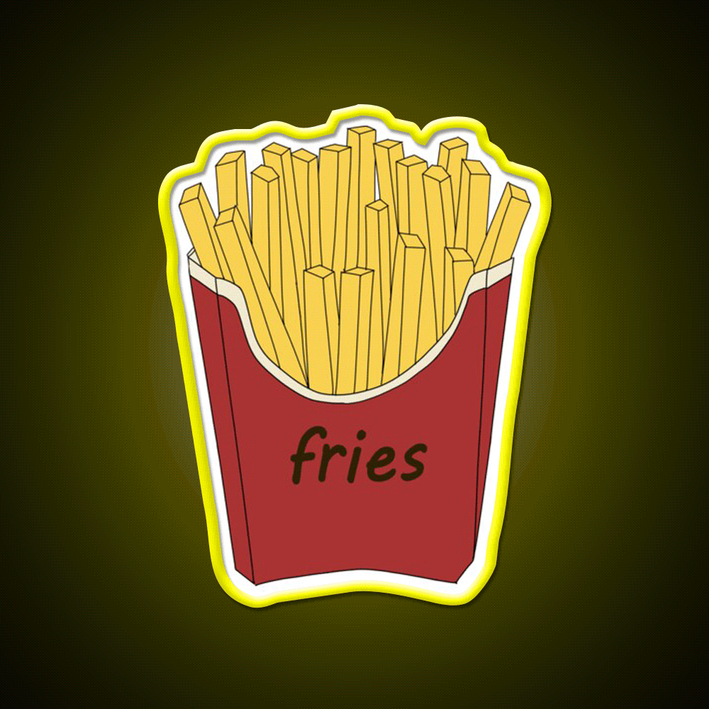 French Fries Fast Food Led Neon Sign For Burger Place Wall Art Rgb Color - Custom LED neon sign front view
