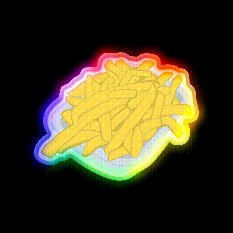 French Fries Fast Food Led Neon Sign For Burger Place Wall Art Wall Art Rgb Color - LED neon sign close-up detail