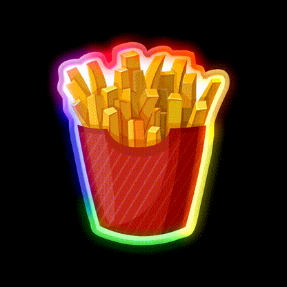 French Fries Graphic Fast Food Led Neon Sign For Burger Place Rgb Color - LED neon sign close-up detail
