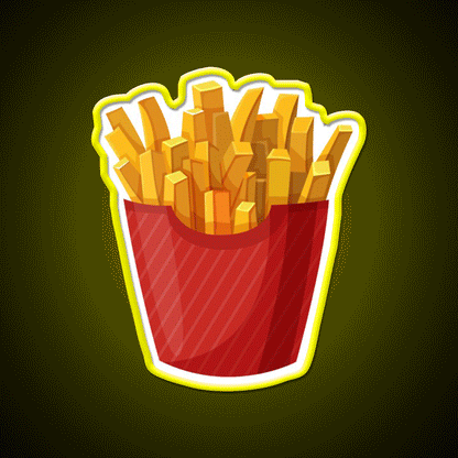 French Fries Graphic Fast Food Led Neon Sign For Burger Place Rgb Color - Custom LED neon sign front view