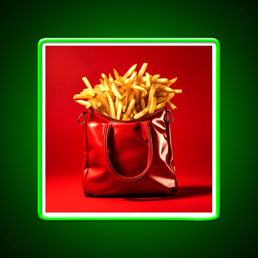 French Fries In Red Bag Fast Food Led Neon Sign For Burger Place Rgb Color - Shineneon