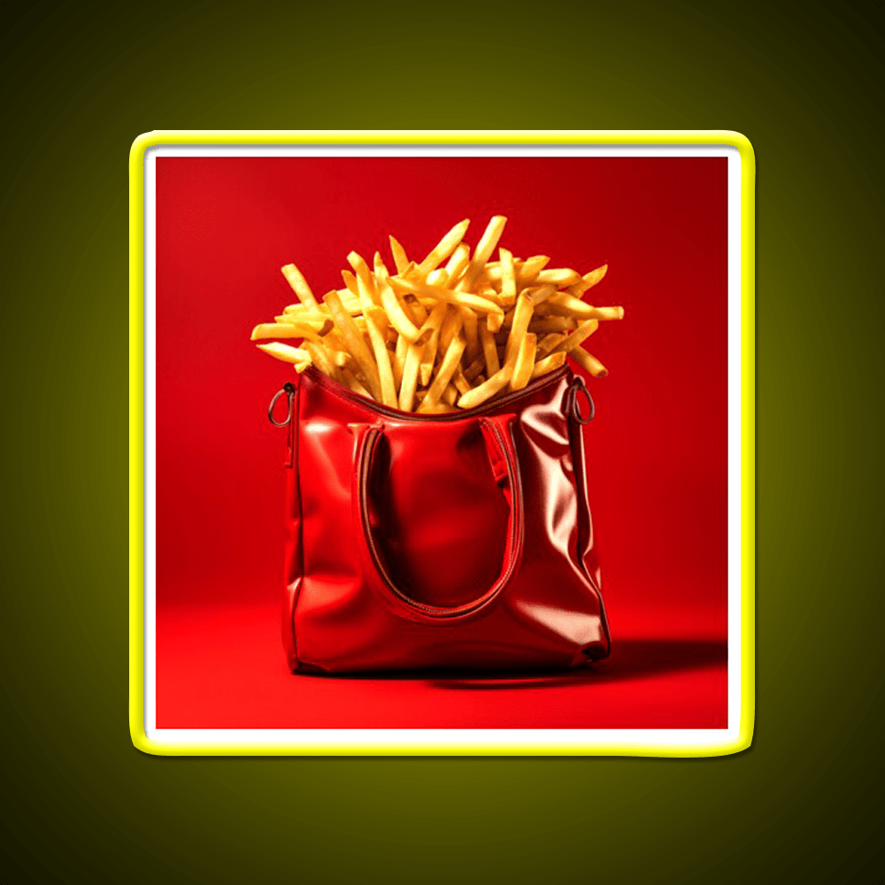 French Fries In Red Bag Fast Food Led Neon Sign For Burger Place Rgb Color - Shineneon