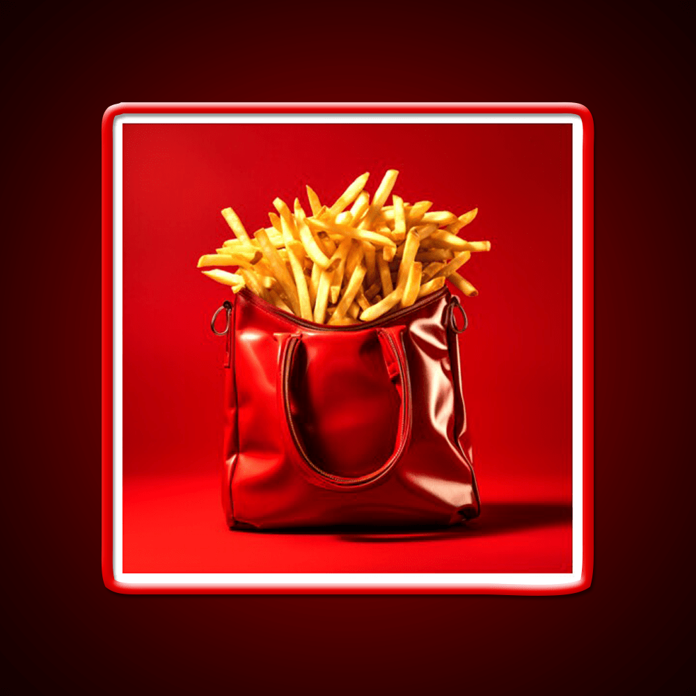 French Fries In Red Bag Fast Food Led Neon Sign For Burger Place Rgb Color - Shineneon