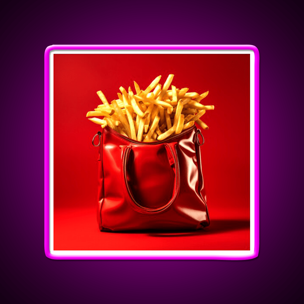 French Fries In Red Bag Fast Food Led Neon Sign For Burger Place Rgb Color - Shineneon