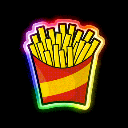 French Fries Pattern Fast Food Led Neon Sign For Burger Place Rgb Color - LED neon sign close-up detail