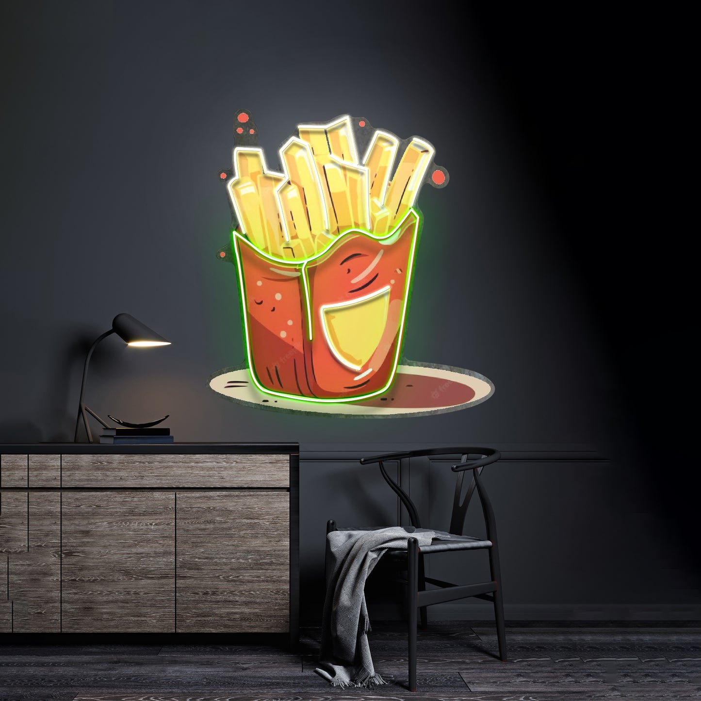 French Fries Potatoes Led Neon Sign Light Custom Led Signs