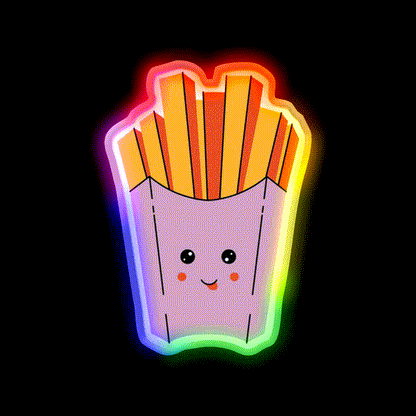 French Fries Snack Food Led Neon Sign Snack Food Led Neon Sign Rgb Color - LED neon sign close-up detail